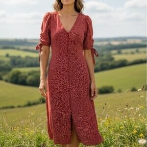 NEW Reformation Bryar Floral Print Button Dress Tie Sleeve‎ Cottage Boho Size 4